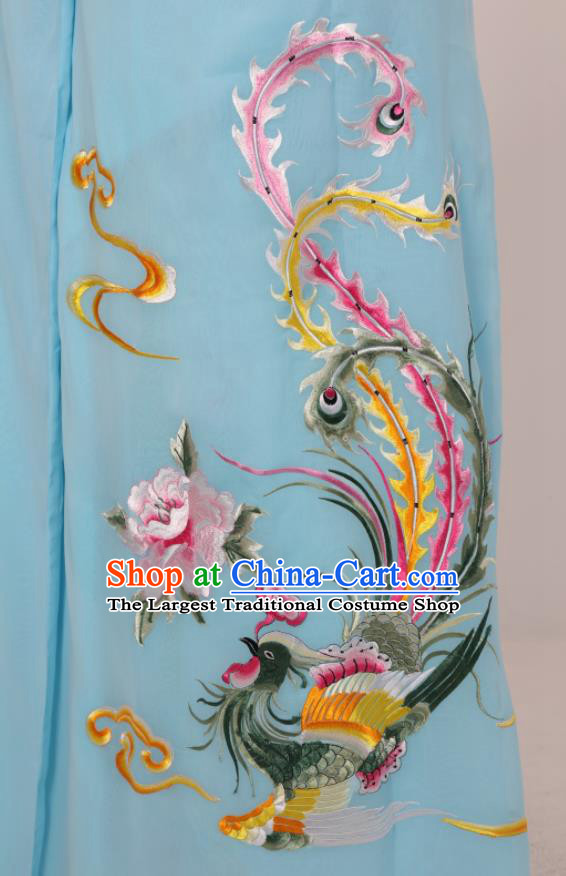 China Ancient Princess Clothing Shaoxing Opera Empress Embroidered Phoenix Blue Mantle Peking Opera Hua Tan Cape Costume