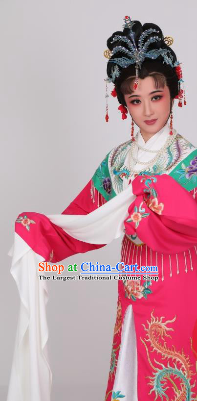 China Ancient Royal Princess Clothing Shaoxing Opera Wang Xifeng Magenta Dress Peking Opera Noble Woman Costume