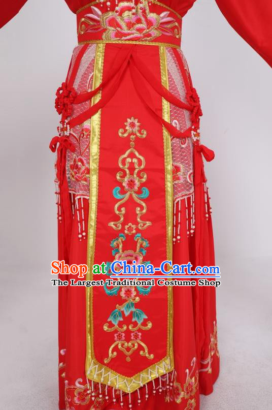 China Shaoxing Opera Diva Red Dress Peking Opera Princess Garment Costume Ancient Royal Empress Clothing