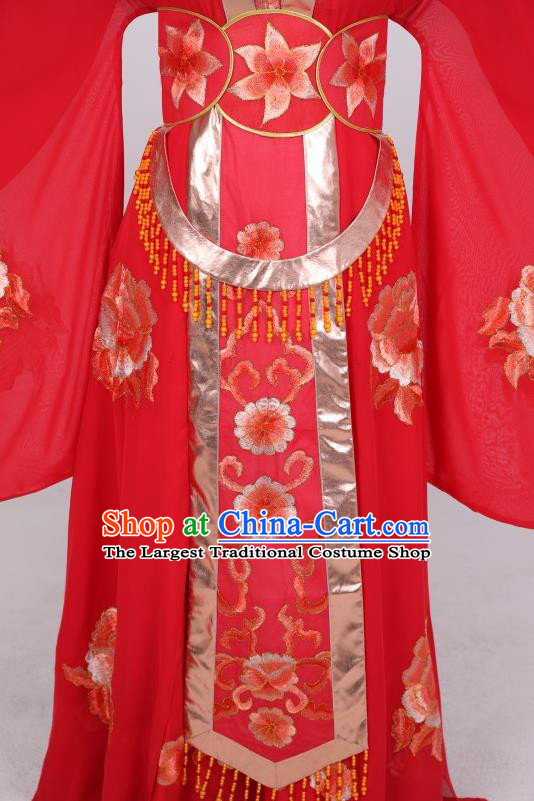 China Peking Opera Empress Garment Costume Ancient Queen Clothing Shaoxing Opera Diva Red Dress