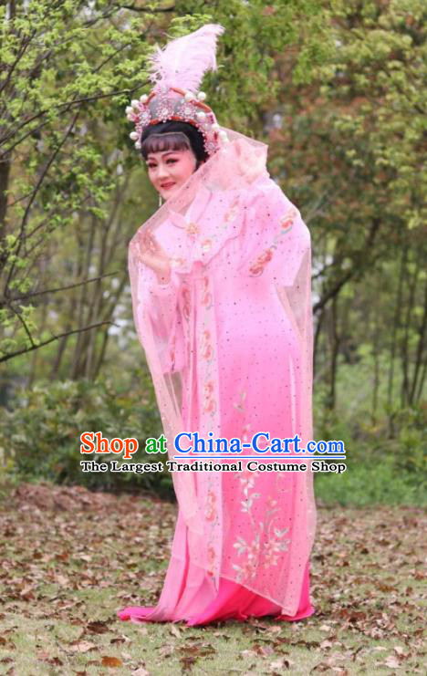 China Ancient Palace Princess Clothing Huangmei Opera Actress Pink Dress Peking Opera Diva Costume