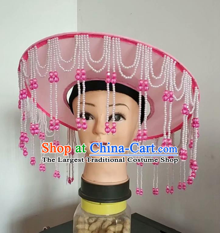 Chinese Beijing Opera Hua Tan Tassel Hat Traditional Opera Fairy Princess Headdress Huangmei Opera Actress Headwear