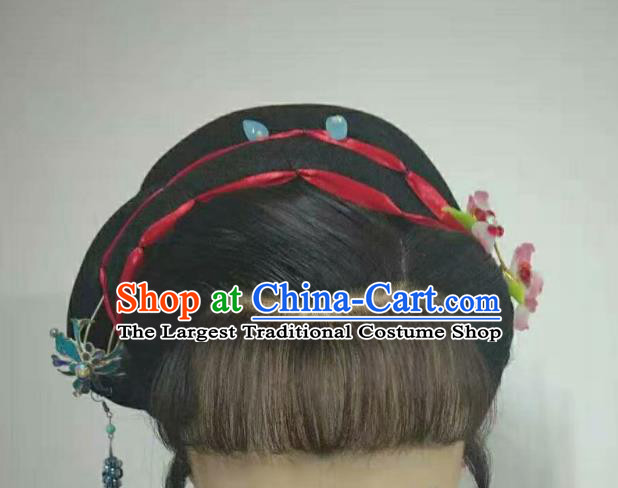 Chinese Beijing Opera Actress Hairpieces Traditional Opera Servant Girl Full Lace Wig Shaoxing Opera Maid Lady Headdress