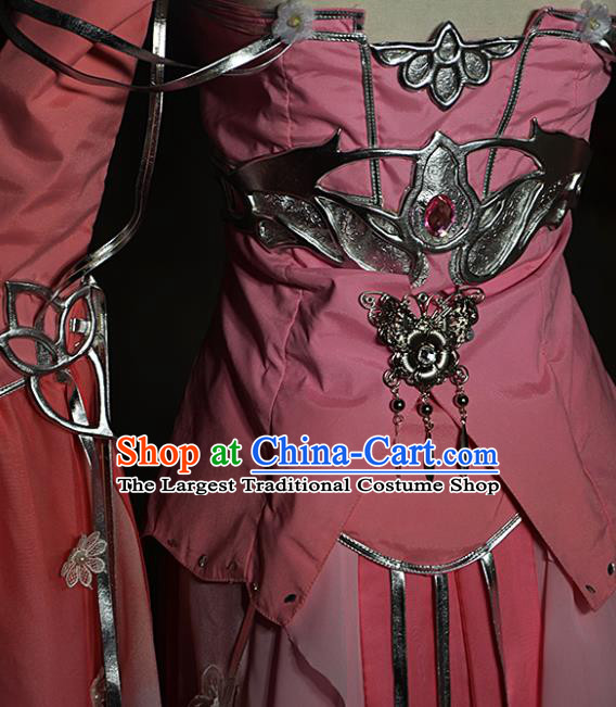 Chinese Game Jian Xia Qing Yuan Xiu Niang Pink Dress Cosplay Noble Lady Garment Costumes Ancient Female Swordsman Clothing