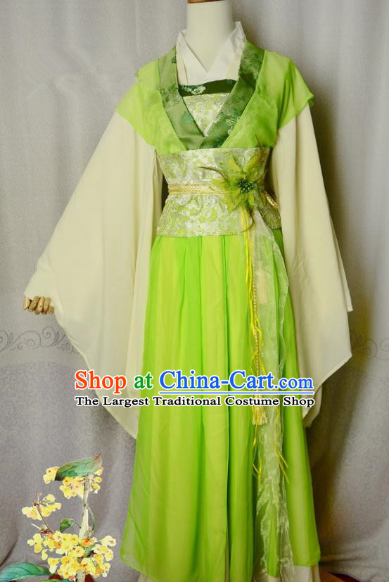 Chinese Cosplay Princess Garment Costumes Ancient Swordswoman Clothing Traditional The Legend of Chusen Bi Yao Green Hanfu Dress