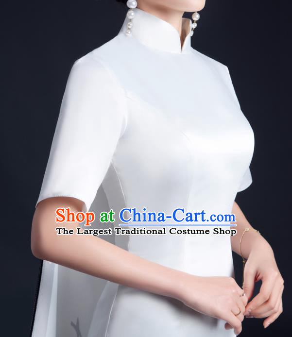 China Professional Catwalks Full Dress Dinner Party Formal Garment Compere Ink Painting Landscape Trailing Dress