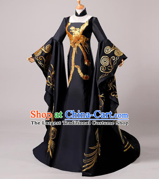 China New Year Formal Garment Compere Fishtail Dress Professional Catwalks Black Full Dress