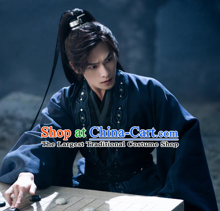 Chinese Wuxia TV Series Swordsman Black Clothing Ancient Prince Garments Qie Shi Tian Xia Feng Lan Xi Replica Costume
