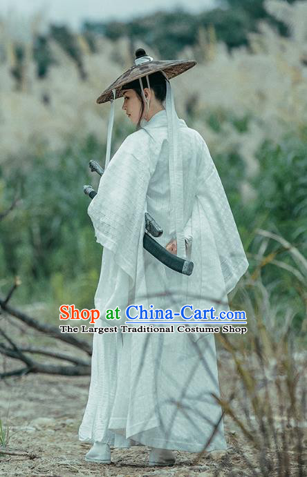 Chinese Wuxia TV Series Sword Snow Stride Swordswoman Nangong Pu Yi Replica Costumes Ancient Heroine White Clothing