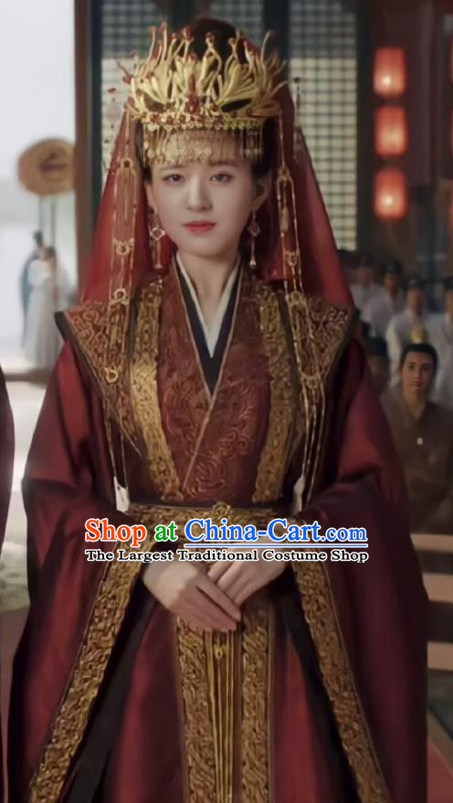Chinese TV Series Qie Shi Tian Xia Wedding Dresses Royal Empress Garment Costumes Ancient Queen Red Clothing