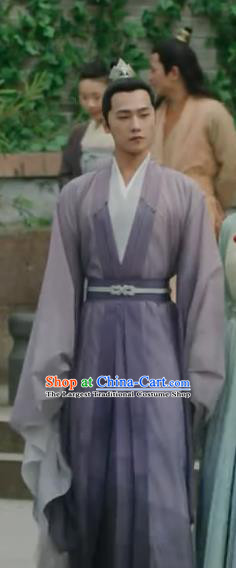 Chinese Wuxia TV Series Qie Shi Tian Xia Feng Lan Xi Purple Dresses Young Childe Garment Costumes Ancient Royal Prince Clothing
