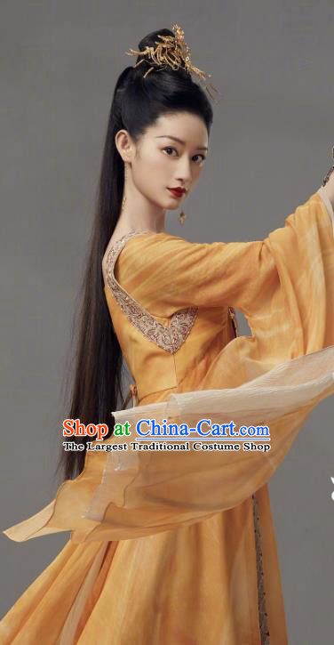 Chinese Ancient Fairy Ginger Dress Clothing Xian Xia Demon Peri Apparel TV Series The Blue Whisper Princess Shun De Garment Costumes