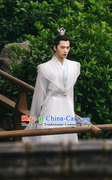 Chinese Ancient Young King White Clothing Wuxia TV Series Qie Shi Tian Xia Prince Feng Lan Xi Garment Costumes