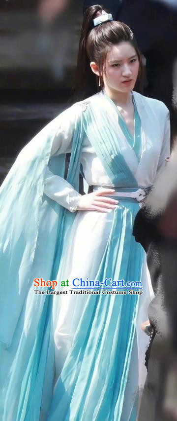 Chinese Wuxia TV Series Qie Shi Tian Xia Bai Feng Xi Dresses Young Swordswoman Garment Costumes Ancient Chivalrous Lady Clothing