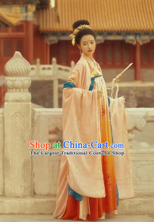 Chinese Tang Dynasty Palace Woman Garment Costumes Ancient Imperial Consort Dress Traditional Hanfu Clothing