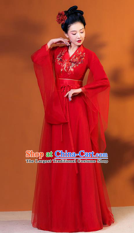 Chinese Classical Dance Red Dress TV Series Fairy Garment Costume Ancient Princess Clothing