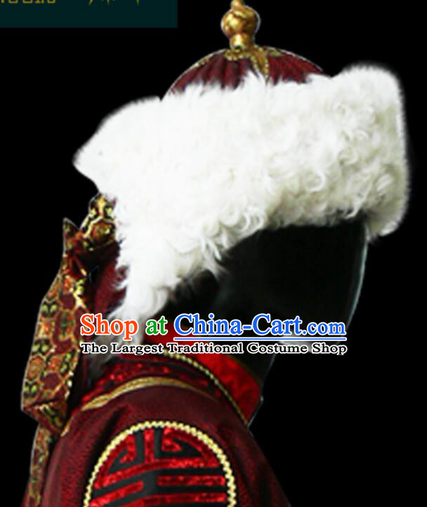 Mongolian Genghis Khan Hat Yuan Dynasty Emperor Headdress Mongolians Hat for Men