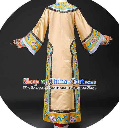 Chinese Ancient Imperial Consort Clothing Qing Dynasty Court Garment Costumes Empress Light Golden Dress