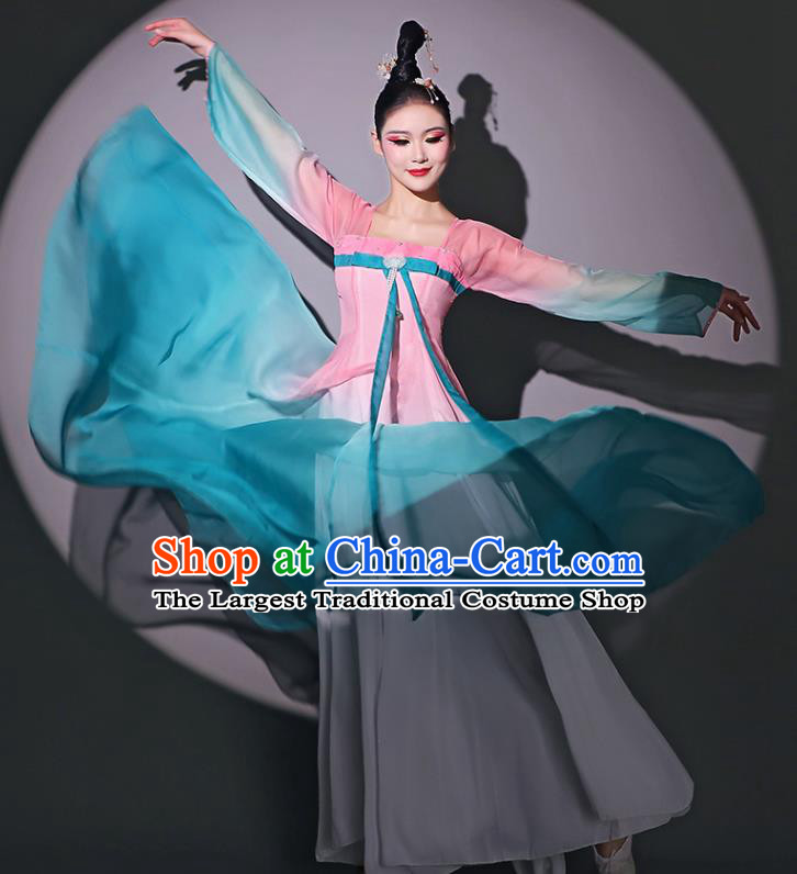 Chinese Classical Dance Garment Fan Dance Pink Dress Dancing Competition Clothing