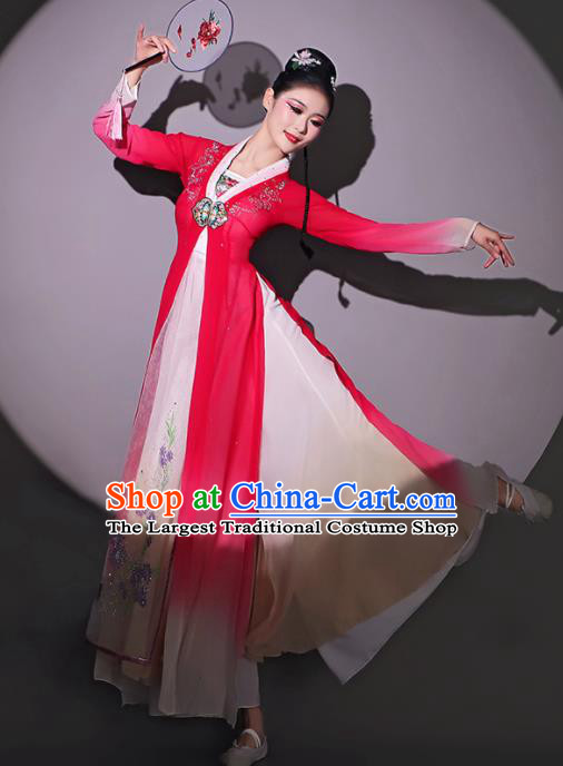 Chinese Dancing Competition Clothing Classical Dance Garment Fan Dance Red Dress