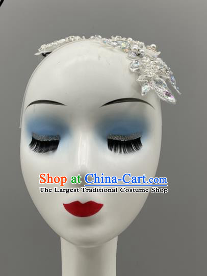 Chinese Folk Dance Hair Jewelry Yangko Dance Headdress Woman Solo Dance Silvery Headpiece