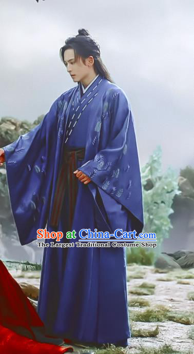 Chinese Traditional Wu Xia Childe Hanfu Clothing Drama Series Word Of Honor Zhou Zishu Blue Garments Ancient Swordsman Costumes