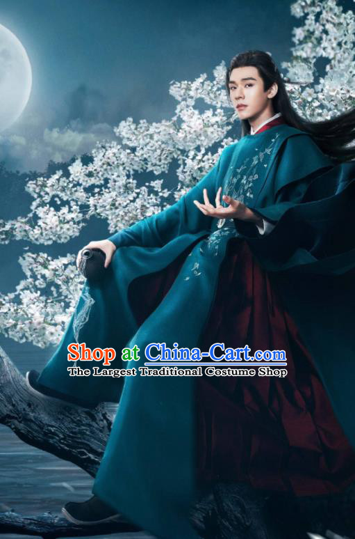 Chinese Traditional Wu Xia Young Hero Hanfu Clothing Drama Series Word Of Honor Wen Kexing Blue Garments Ancient Swordsman Costumes