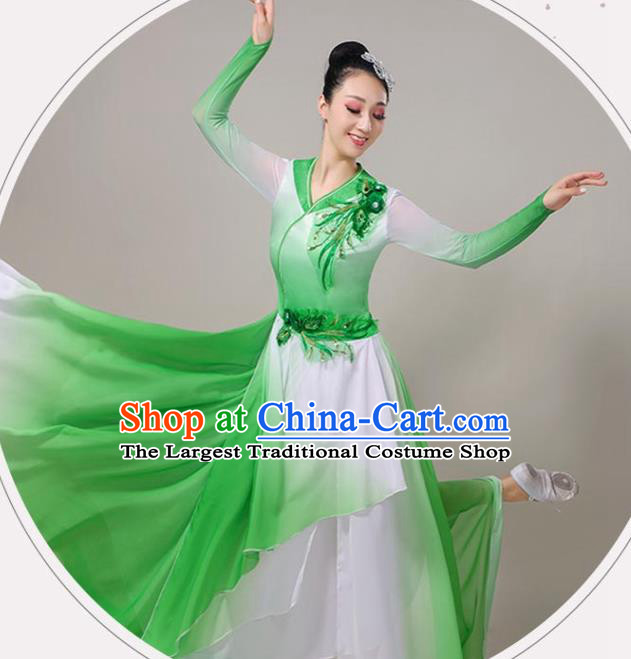 Professional Opening Dance Garment Modern Dance Green Dress Chinese Classical Dance Clothing