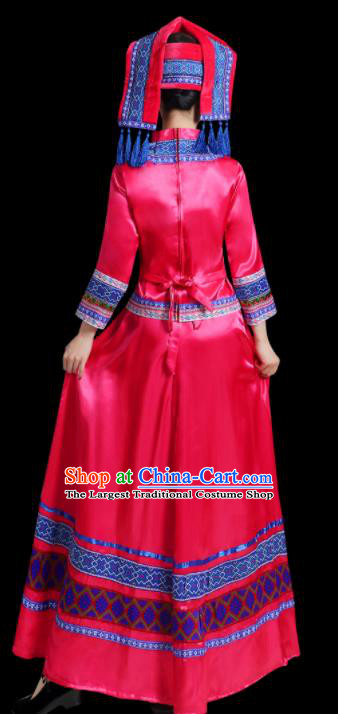 China Zhuang Nationality Mengenta Dress Ethnic Women Festival Clothing Guangxi Minority Folk Dance Costume