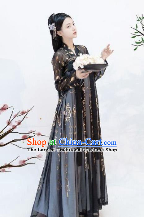 Traditional Chinese Hanfu Dress Tang Dynasty Princess Black Clothing Ancient Nobility Lady Historical Costumes