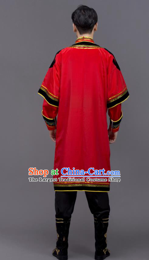 Chinese Ethnic Festival Clothing Uyghur Minority Folk Dance Costume Xinjiang Nationality Red Outfit
