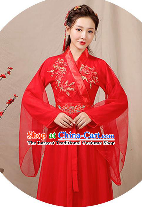 China Classical Dance Clothing Ancient Hanfu Fairy Dance Costume Umbrella Dance Red Dress