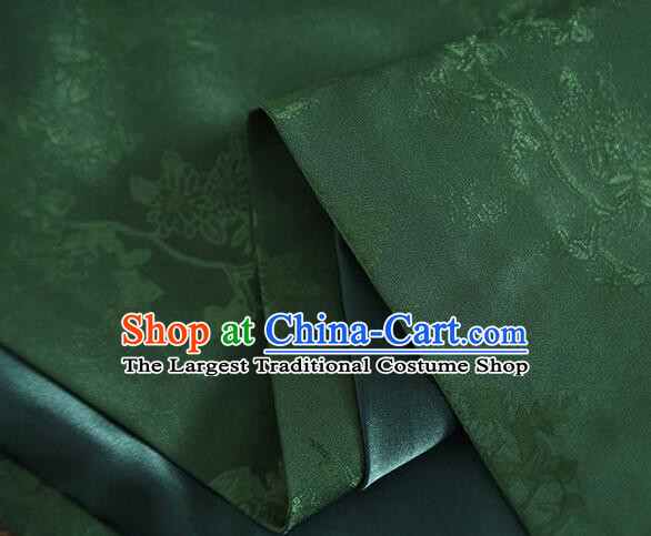 Chinese Deep Green Long Sleeves Shirt Traditional Cheongsam Blouse Embroidered Qipao Upper Outer Garment