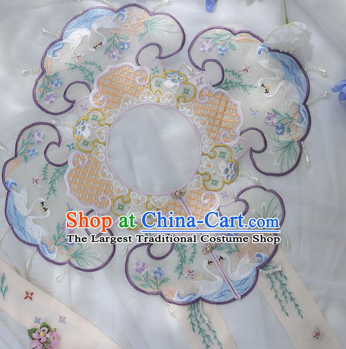 Chinese White Collar Yujian Cheongsam Cappa Traditional Necklace Accessories Ming Dynasty Embroidered Cloud Shoulder