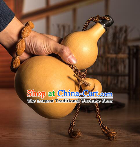 Chinese Buddha Jih Wine Flagon Retro Water Bottle Handmade Gourd Bottle