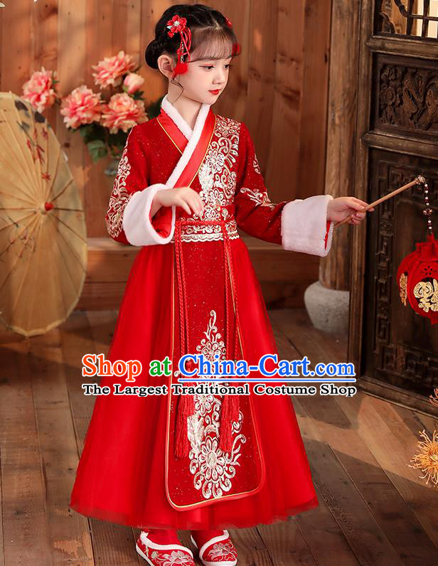 Chinese Traditional New Year Dancewear Children Fan Dance Clothing Folk Dance Garment Costume Yangko Dance Red Dress Uniform