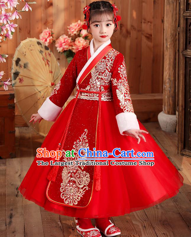 Chinese Traditional New Year Dancewear Children Fan Dance Clothing Folk Dance Garment Costume Yangko Dance Red Dress Uniform