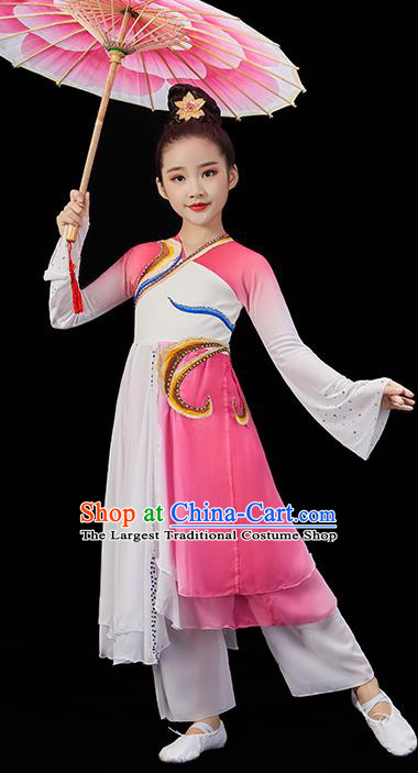 Chinese Children Dance Dress Stage Performance Garment Costumes Group Dance Pink Uniform Opening Dance Clothing