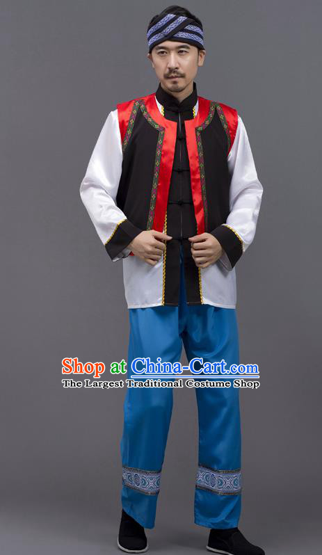 Chinese Ethnic Costumes Yunnan Minority Folk Dance Clothing Yi Nationality Male Outfits