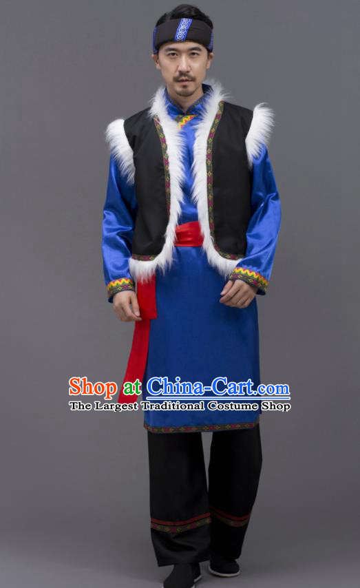 Chinese Yi Nationality Male Outfits Ethnic Costumes Yunnan Minority Folk Dance Clothing