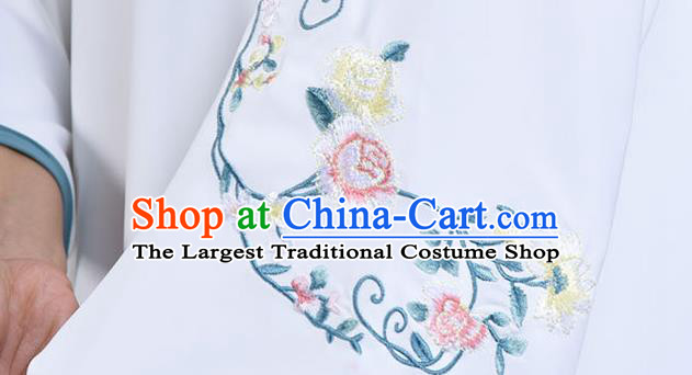 Chinese Tai Chi Training Costumes Tai Ji Chuan White Outfits Traditional Shadow Boxing Embroidered Clothing