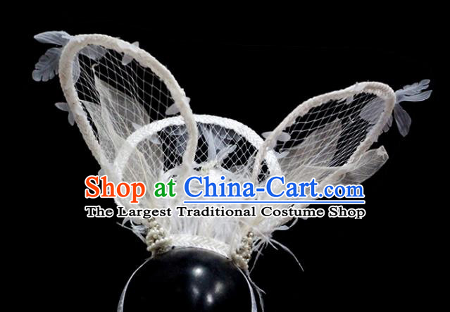 Top Party Royal Crown Headwear Handmade Baroque Style Top Hat Lace Feather Headdress