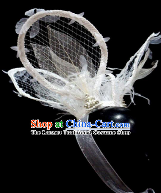 Top Party Royal Crown Headwear Handmade Baroque Style Top Hat Lace Feather Headdress