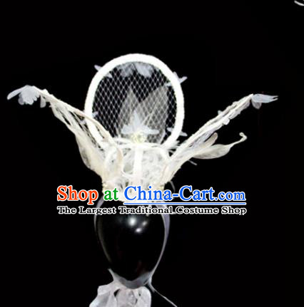 Top Party Royal Crown Headwear Handmade Baroque Style Top Hat Lace Feather Headdress