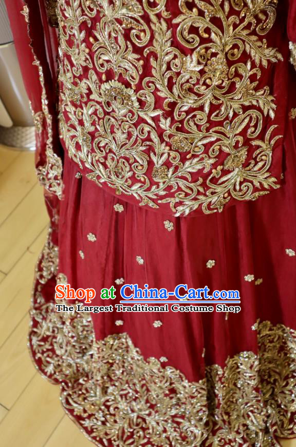 Indian Wedding Clothing Top India Bride Lengha Garment Traditional Embroidered Red Dress Outfit