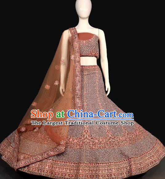 Top India Bride Lengha Garment Indian Traditional Embroidered Dress Outfit Wedding Clothing