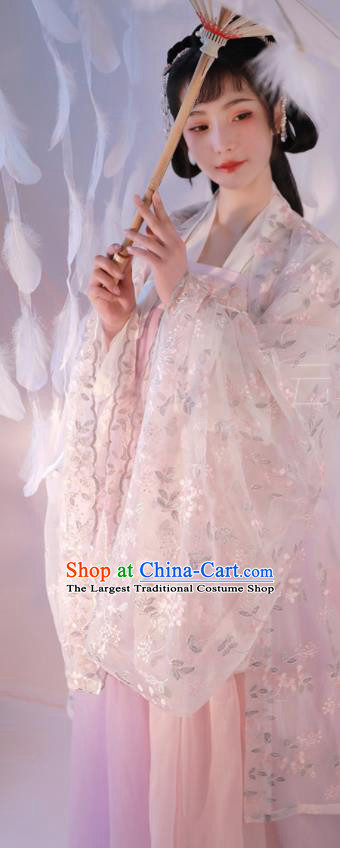 Chinese Traditional Hanfu Clothing Ancient Young Lady Pink Dress Tang Dynasty Princess Costumes