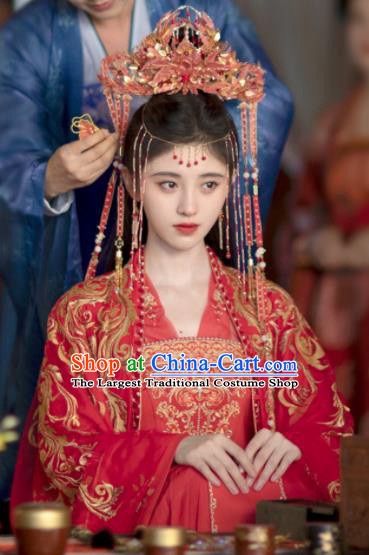 Chinese Romance Series Rebirth For You Jiang Baoning Replica Costumes Ancient Princess Red Clothing Traditional Wedding Dress Garments