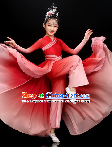 Chinese Modern Dance Red Dress Uniform Traditional Dancewear Children Opening Dance Clothing Group Dance Garment Costume