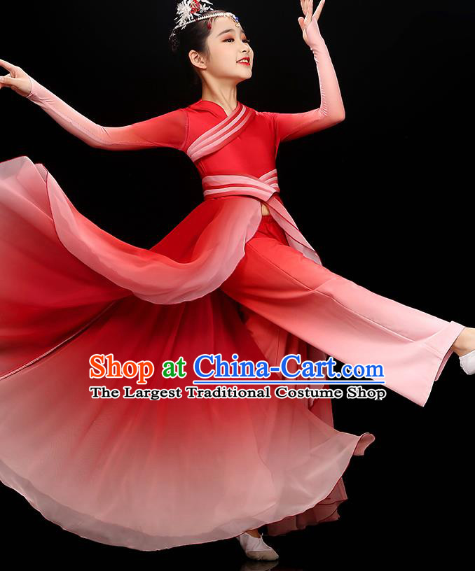 Chinese Modern Dance Red Dress Uniform Traditional Dancewear Children Opening Dance Clothing Group Dance Garment Costume